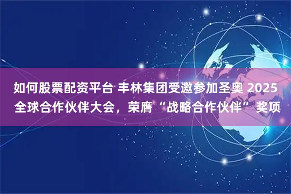 如何股票配资平台 丰林集团受邀参加圣奥 2025 全球合作伙伴大会，荣膺 “战略合作伙伴” 奖项